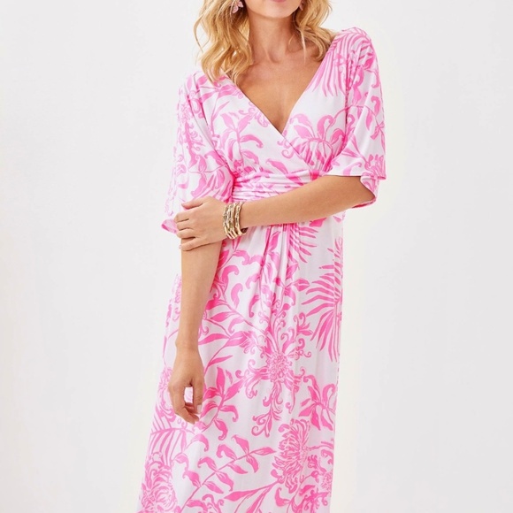 Lilly Pulitzer Parigi Maxi Dress, Rousseau Pink Glisten Size Medium - Picture 4 of 7